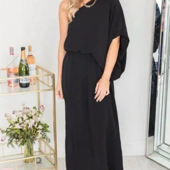 Pink Lily One Shoulder Dress Maxi Size XS Teal Bridesmaid Formal Wedding Guest - Picture 5 of 7